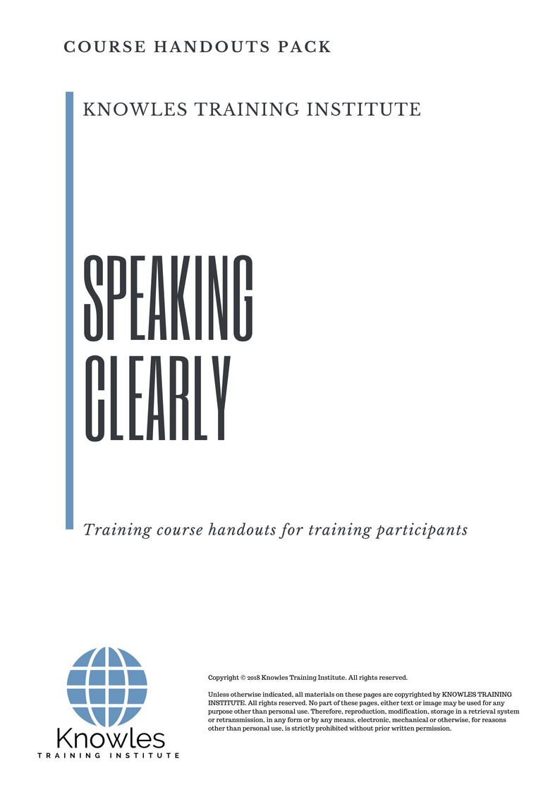 Course Handouts For Speaking Clearly Course in Norway