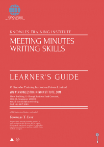 Meeting Minutes Writing Skills Training Course In Norway Learner_s Guide