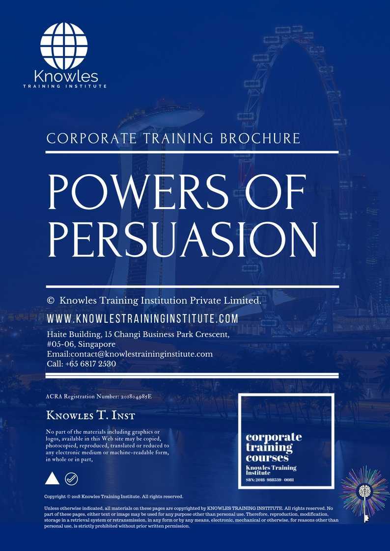 Powers Of Persuasion Training Course in Timor-Leste Brochure