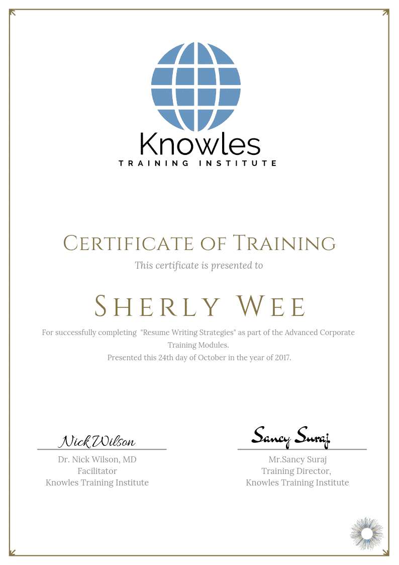 Resume writing strategies training course in Norway Certification