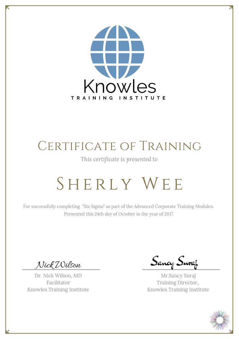 Six Sigma Training Course in Norway Certificate